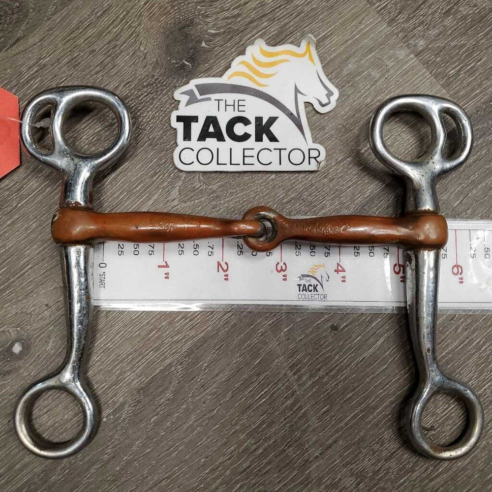 SS Tom Thumb Bit *fair, dirty, v.chewed, stains, residue, rust, oxidized, dented