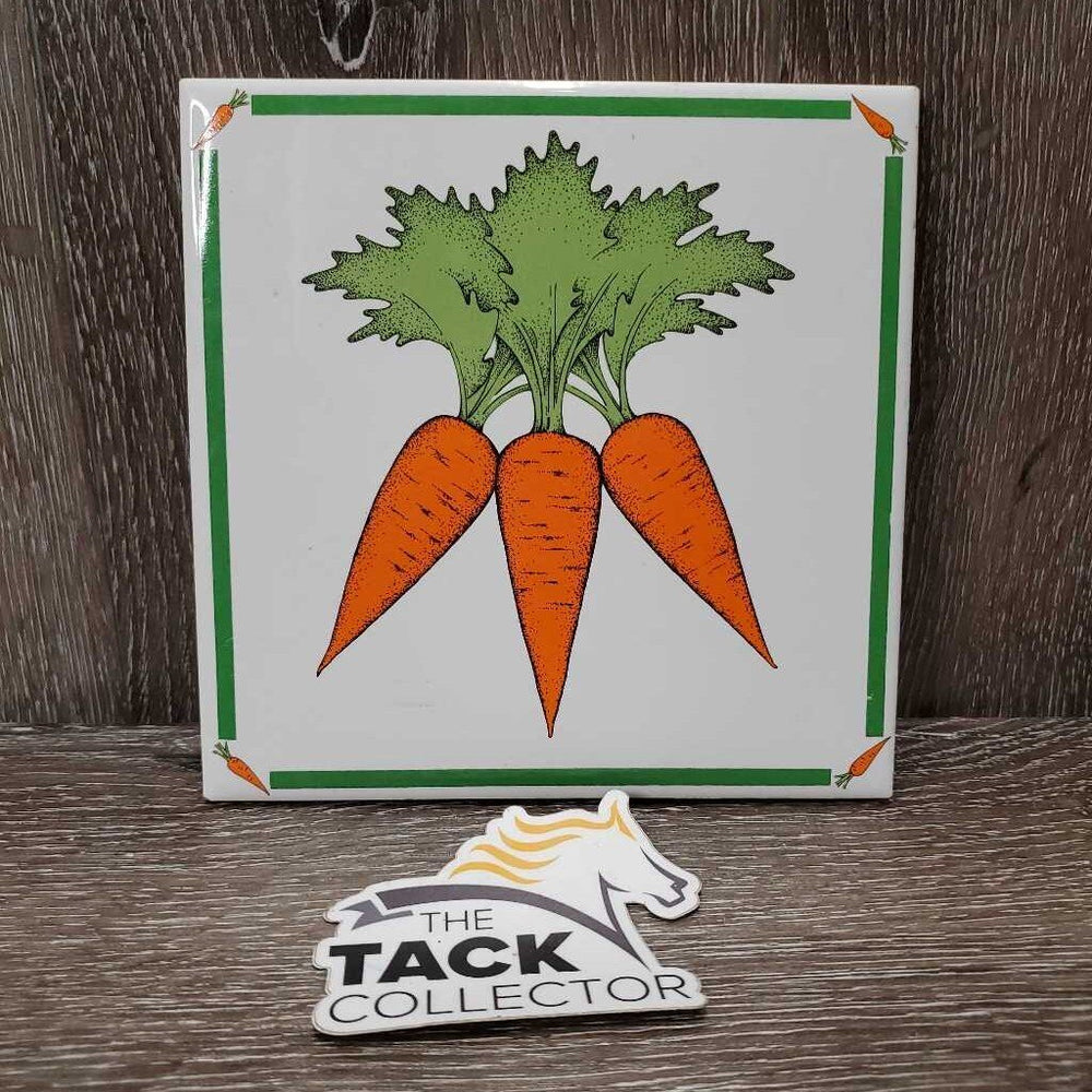 Ceramic Carrots Tile & Cork Bottom Coaster *gc, clean, chipped cork edges, older
