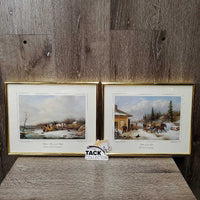 "Settlers, Horse & Sleigh" & "Bilking the Toll" from the Collection of KR Thomas - Metal Framed Print *gc, scratches, mnr dirt
