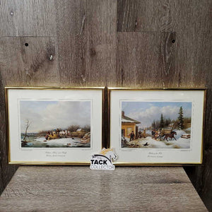 "Settlers, Horse & Sleigh" & "Bilking the Toll" from the Collection of KR Thomas - Metal Framed Print *gc, scratches, mnr dirt