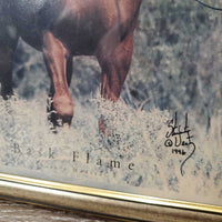 "Bask Flame" Arabian Horse, Wood Frame *gc, faded, mnr scratches