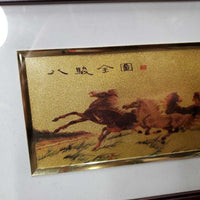 Framed & Matted South Asian Horse Picture *gc, dirty, scratches, smudges, moldy? matt
