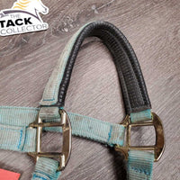 Neoprene Padded Nylon Breakaway Halter, adj, Snap, Crown Cover *gc/fair, hole, missing screw, v.dirty, v.faded, v.stained
