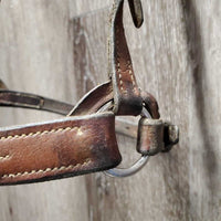 Flat Drop Noseband *gc/fair, clean, v.dry, v.stiff, stains, loose keepers, twist, bends, older
