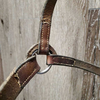 Flat Drop Noseband *gc/fair, clean, v.dry, v.stiff, stains, loose keepers, twist, bends, older
