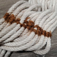 15 String Cotton Rope Cinch *fair, broken/frayed strings, folded/stiff & hard, rusty, hairy

