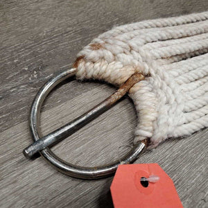 15 String Cotton Rope Cinch *fair, broken/frayed strings, folded/stiff & hard, rusty, hairy