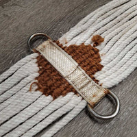 15 String Cotton Rope Cinch *fair, broken/frayed strings, folded/stiff & hard, rusty, hairy