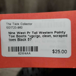 Pr Tall Western Pointy Toe Boots *vgc/gc, clean, scraped toes