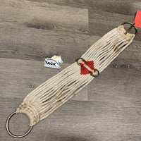 15 Cotton String Cinch, 2x D Rings *gc/fair, clean, hairy, discolored, stains, older, rusty, oxidized
