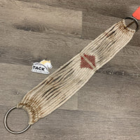 15 Cotton String Cinch, 2x D Rings *gc/fair, clean, hairy, discolored, stains, older, rusty, oxidized
