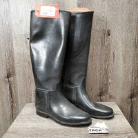 Pr Tall Rubber Riding Boots *fair, clean, faded, scrapes, stains, lining: v.rubbed & holey heels