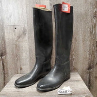 Pr Tall Rubber Riding Boots *fair, clean, faded, scrapes, stains, lining: v.rubbed & holey heels