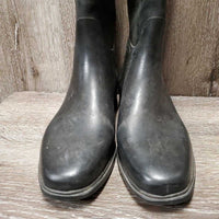 Pr Tall Rubber Riding Boots *fair, clean, faded, scrapes, stains, lining: v.rubbed & holey heels