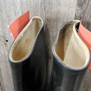 Pr Tall Rubber Riding Boots *fair, clean, faded, scrapes, stains, lining: v.rubbed & holey heels