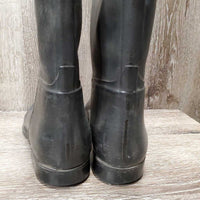 Pr Tall Rubber Riding Boots *fair, clean, faded, scrapes, stains, lining: v.rubbed & holey heels
