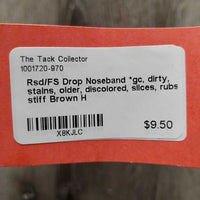 Rsd/FS Drop Noseband *gc, dirty, stains, older, discolored, slices, rubs, stiff
