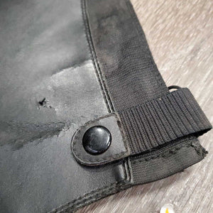 Pr Leather Half Chaps, Back Zipper *gc/fair, stiff leather & zippers, cracking, peeled spots, stretched elastic, mnr frayed ends, older, unstitched top edge
