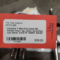 Med Full Cheek Bit, Center Keys *gc, clean, scratches, rust
