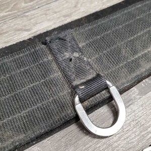 Nylon Web, Neoprene Velcro Liner, 2x D Els, D Ring *gc/fair, hairy, residue, clean, faded, stretched els, v.chipped liner