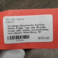 Fly/Sun Sheet, 2 legs *vgc, mnr threads, snags, pills, stains, removed lining, hair, repairs