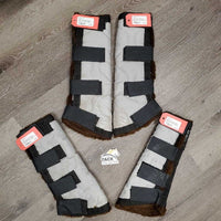 Front & Hind Shipping Boots, fleece lined *vgc, clean, hairy, older, stains
