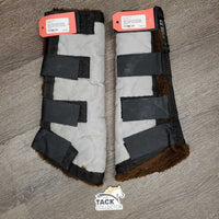 Front & Hind Shipping Boots, fleece lined *vgc, clean, hairy, older, stains

