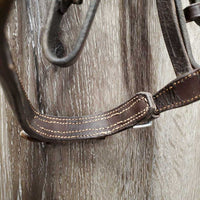 Rsd Bridle, Braided Reins *gc, dry, stiff, clean, scraped edges, v.bent end, hard/creased nose, loose keepers, scraped edges, mismatched reins
