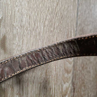 Rsd Bridle, Braided Reins *gc, dry, stiff, clean, scraped edges, v.bent end, hard/creased nose, loose keepers, scraped edges, mismatched reins
