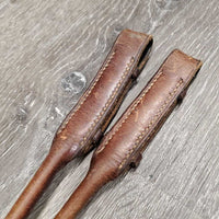 2 Rolled Soft Leather Cheek Pieces *gc, older, scuffs, scratches, scrapes, edge rubs
