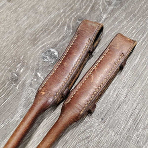 2 Rolled Soft Leather Cheek Pieces *gc, older, scuffs, scratches, scrapes, edge rubs