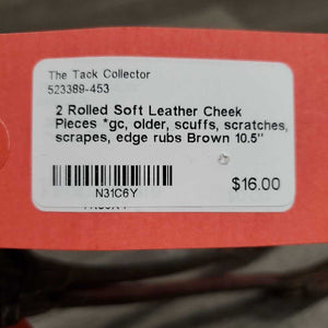 2 Rolled Soft Leather Cheek Pieces *gc, older, scuffs, scratches, scrapes, edge rubs
