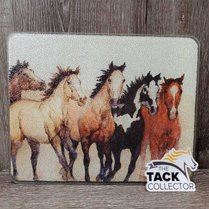 Glass Cutting Board, Running Horses *gc, discolored?faded spots, stains, dirt