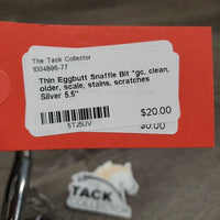 Thin Eggbutt Snaffle Bit *gc, clean, older, scale, stains, scratches
