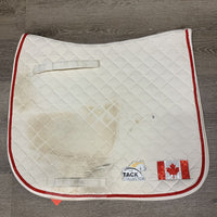 Quilt Dressage Saddle Pad, 1x piping, bling Canada flag *gc, mnr dirt, stains, hair, pills
