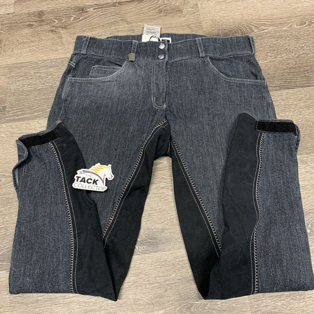 Denim Full Seat Breeches *vgc, mnr snags, seam puckers & faded edges, older