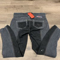 Denim Full Seat Breeches *vgc, mnr snags, seam puckers & faded edges, older
