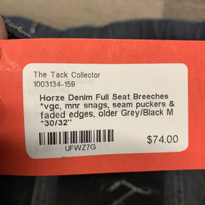 Denim Full Seat Breeches *vgc, mnr snags, seam puckers & faded edges, older
