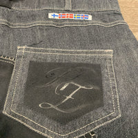 Denim Full Seat Breeches *vgc, mnr snags, seam puckers & faded edges, older