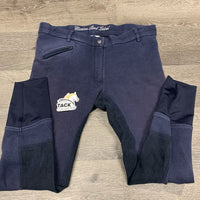Hvy Cotton Full Seat Breeches *gc/fair, faded, older, threads, undone stitching
