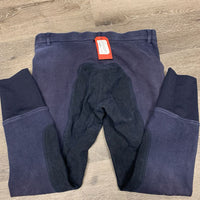 Hvy Cotton Full Seat Breeches *gc/fair, faded, older, threads, undone stitching
