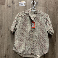 SS Show Shirt, attached button collar *gc, older, v.crinkled, shrunk? puckers
