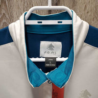 SS Polo Show Shirt, 1/3rd Zip Up, attached magnetic collar *gc/fair, dingy, threads, snags, weak magnet, rubs, stains
