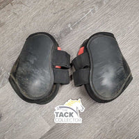 Hind Boots, tabs *gc/fair, v.dirty, scraped, curled edges, faded, 1 squished, stretched elastic
