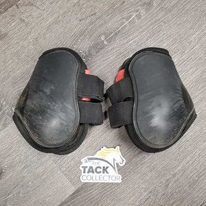Hind Boots, tabs *gc/fair, v.dirty, scraped, curled edges, faded, 1 squished, stretched elastic
