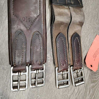 Padded Leather Girth, 1x els *gc, clean, inside folds, curled edges, thin elastic edges, older
