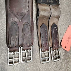 Padded Leather Girth, 1x els *gc, clean, inside folds, curled edges, thin elastic edges, older