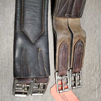 Padded Leather Girth, 1x els *gc, clean, inside folds, curled edges, thin elastic edges, older
