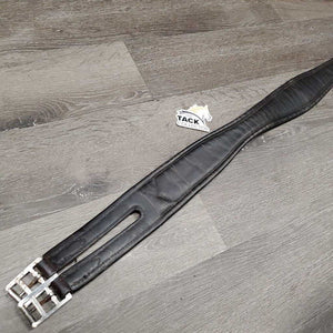 Narrow Padded Girth, 1x Els *gc, deep creases, clean, residue, faded, hairy seams, older, stretched els, rust