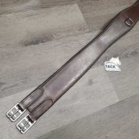 Padded Leather Girth, 1x Els, D Ring *gc, clean, residue, rubs, discolored spots, hairy seams, mnr scrapes, stiff
